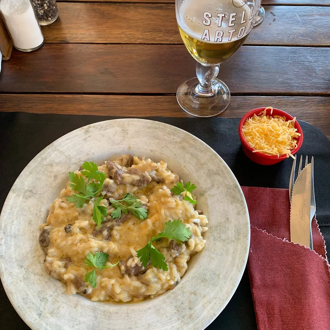 Risoto servido no restaurante O Maquinista em Canela